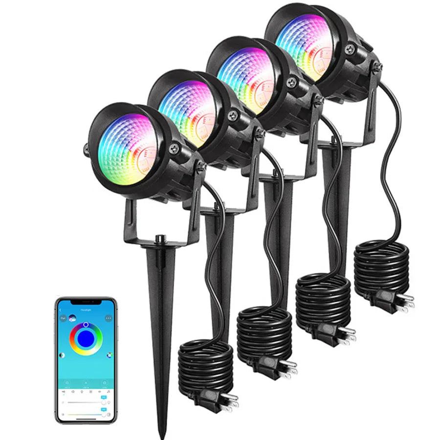projecteurs led extérieurs modernes ip65 15w rgb noir aluminium bluetooth