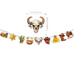 guirlande décorative thème western cowboys chevaux cactus bandanas happy birthday multicolore