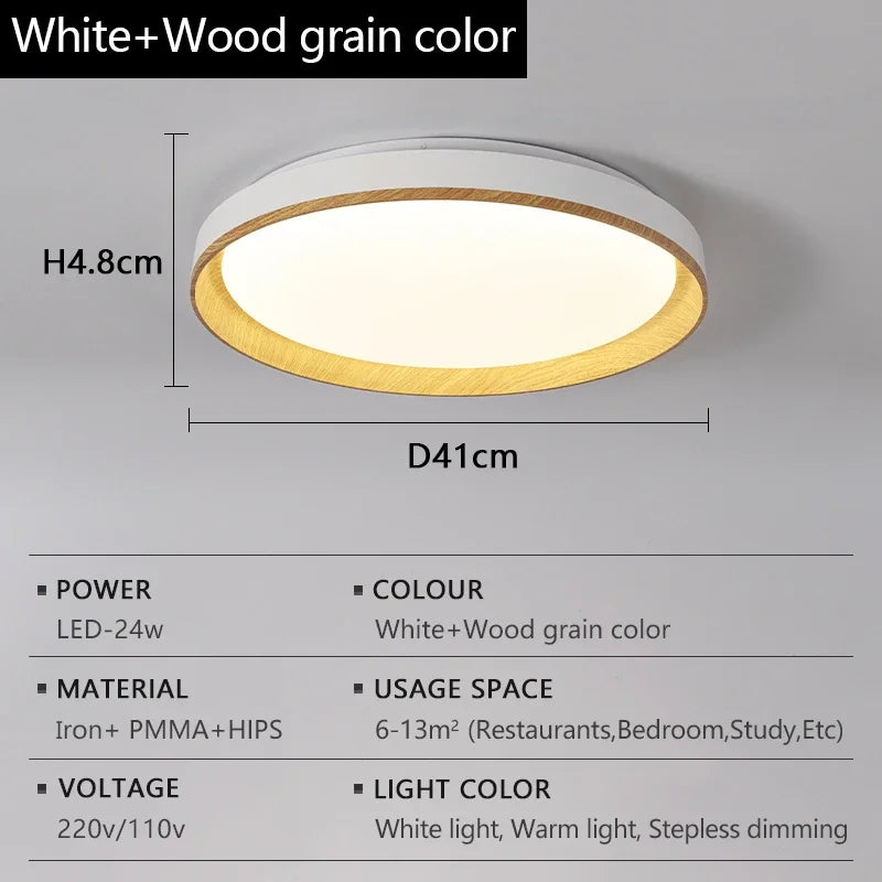 lampe moderne grain bois noir télécommande éclairage quotidien led acrylique fermeture métallique