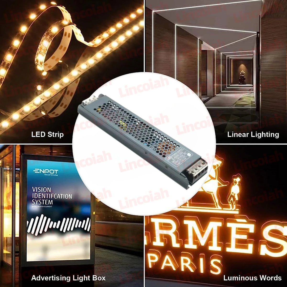 transformateur alimentation led 12v 24v 5a 12a 100w 150w 200w 300w 400w noir grille