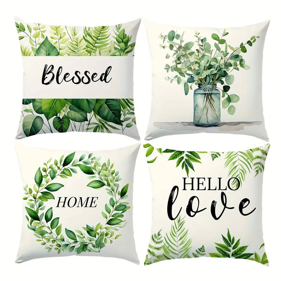 housse coussin polyester motif feuilles vertes moderne lit salon voiture decoration chambre