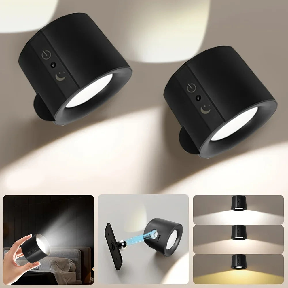 Spot mural LED aimanté noir blanc rechargeable télécommande sans fil moderne minimaliste