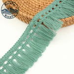 ruban macramé franges longues coton boho blanc noir décor intérieur artisanal DIY craft