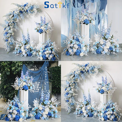 Fleur artificielle delphinium bleu blanc rose pour décoration mariage