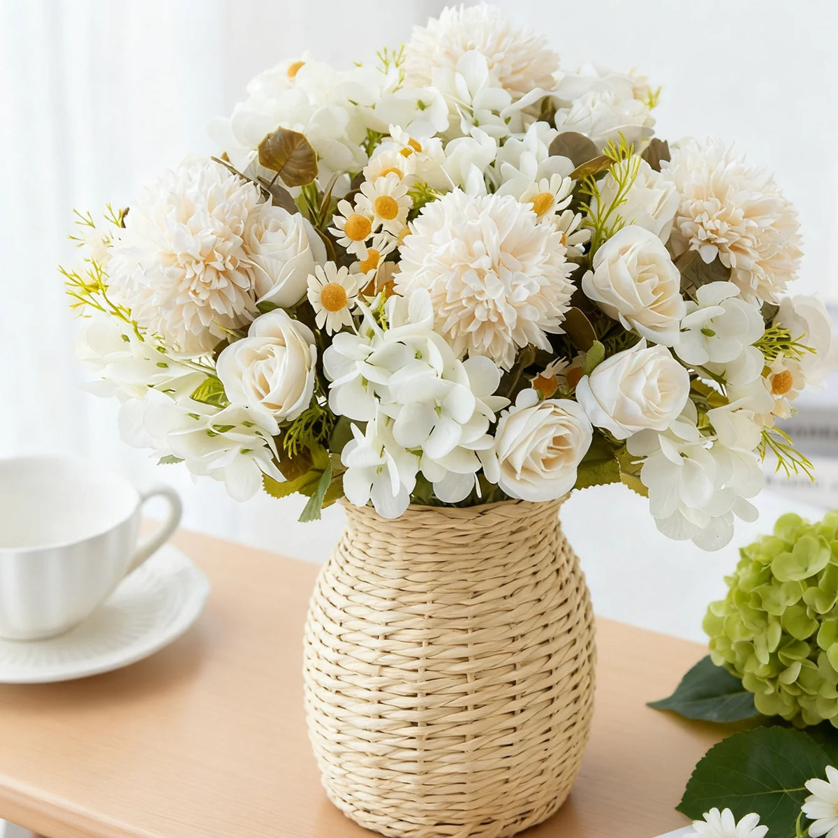 bouquet fleurs artificielles velours rose blanc beige vert modernes élégantes décoration intérieure mariage anniversaire