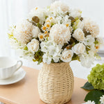 bouquet fleurs artificielles velours rose blanc beige vert modernes élégantes décoration intérieure mariage anniversaire