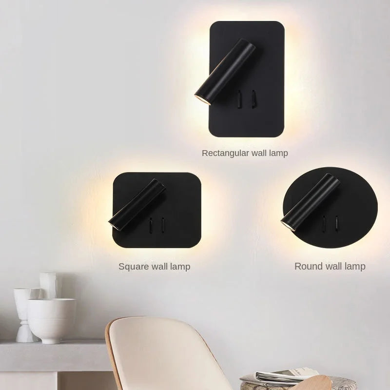 lampe murale moderne led blanc noir étude chambre coucher entrée salle manger cuisine