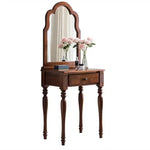 maquillage classique miroir intégré tabouret cuir bois chêne marronclair multifonctionnel chambre