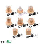 base lampe bois naturel blanc moderne minimaliste fixée E27 câble électrique interrupteur