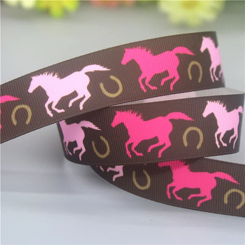 ruban gros grain motif cheval multicolore couture décoration artisanat bricolage tissu polyester
