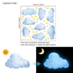 sticker mural nuages étoiles phosphorescent rose bleu vert adhésif chambre enfant moderne