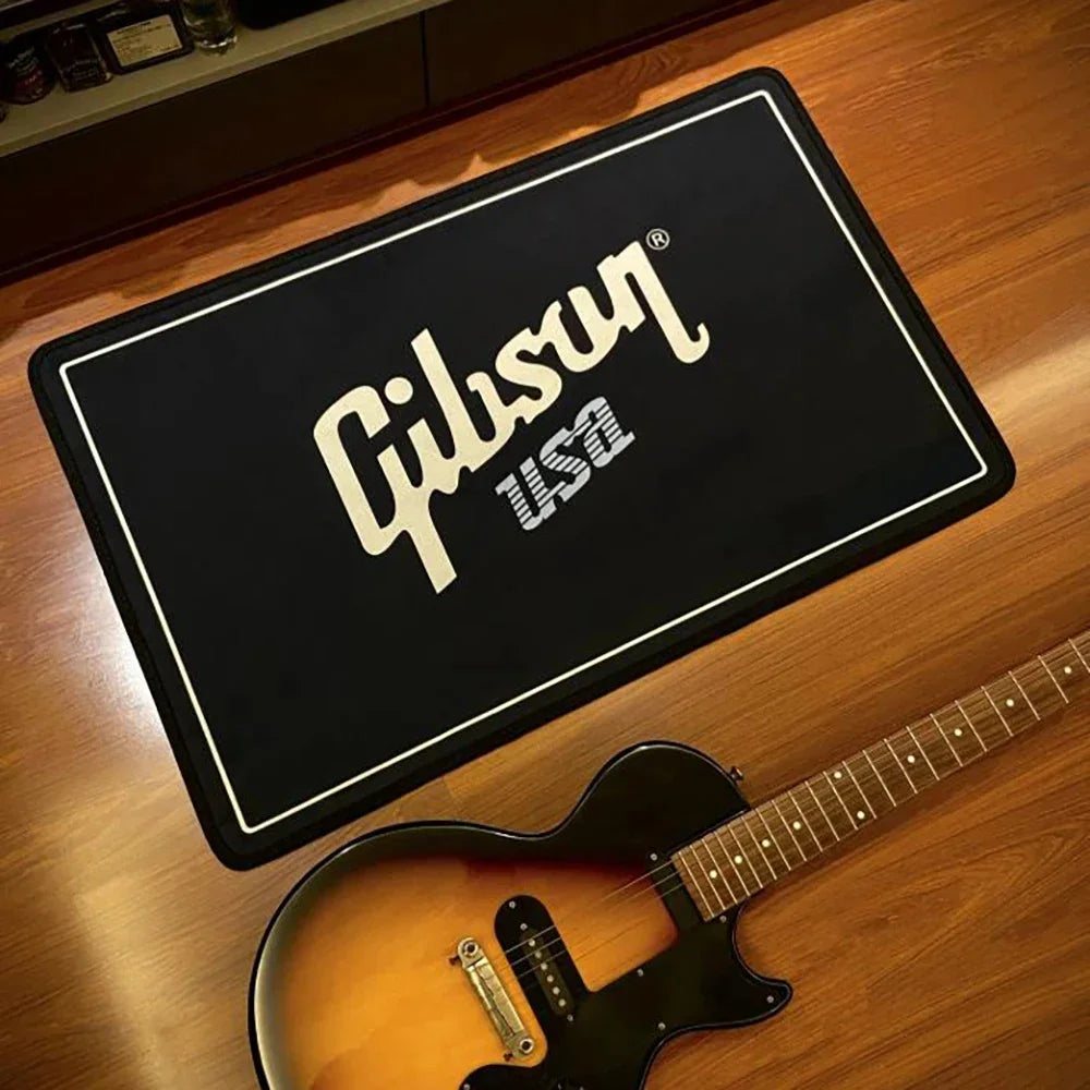 tapis protection guitare noir logo fender gibsom classique antidérapant polyester washable dirtrepellent