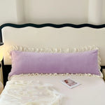taies d'oreiller longues velours volants moderne vert gris beige violet lit chambre coucher couple