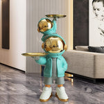 statue astronaute décoration moderne argentée turquoise gris doré art collection maison