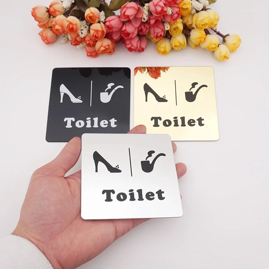 panneau informatif moderne adhésif or noir wifi non fumant toilette 10cm