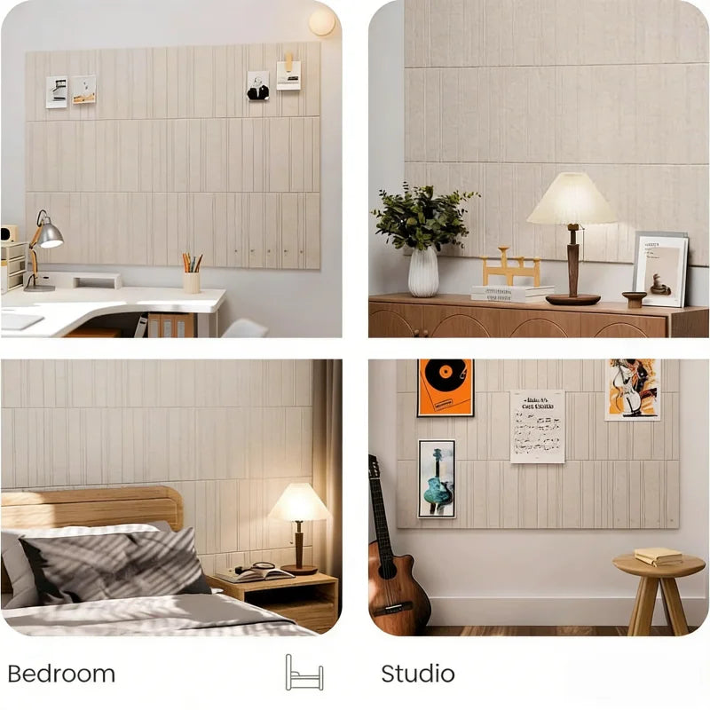 panneaux décoratifs feutre rayures verticales moderne adhésif 30cm 30cm 12 pièces