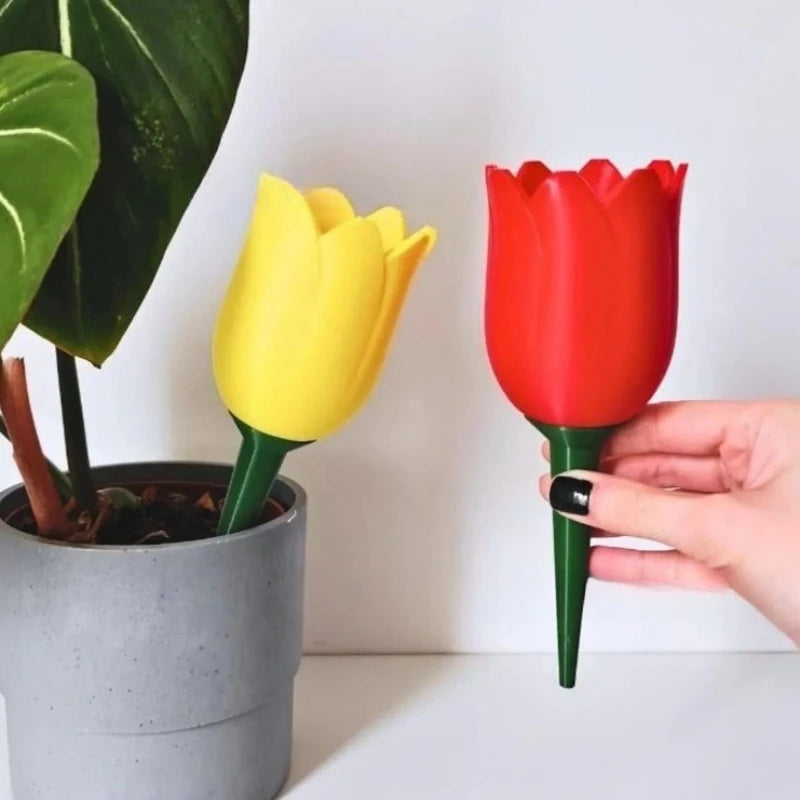 accessoire plante arrosage automatique fleur stylisée moderne jaune rouge vert patio jardin balcon