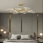 chandelier moderne suspension or blanc abat jour translucides ampoules led 10 lumièresversible