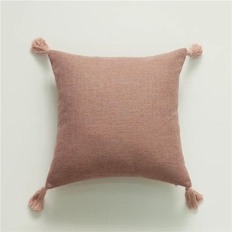 coussin carré moderne motif plante couleur verte jaune rose gris tissu lin opaque décoration