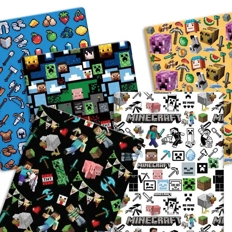 tapis souris minecraft personnages objets animaux bleu noir jaune pixel art
