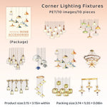 autocollants deco murales plantes cadres photo étoiles guirlandes chandeliers sacs main clips boho chic