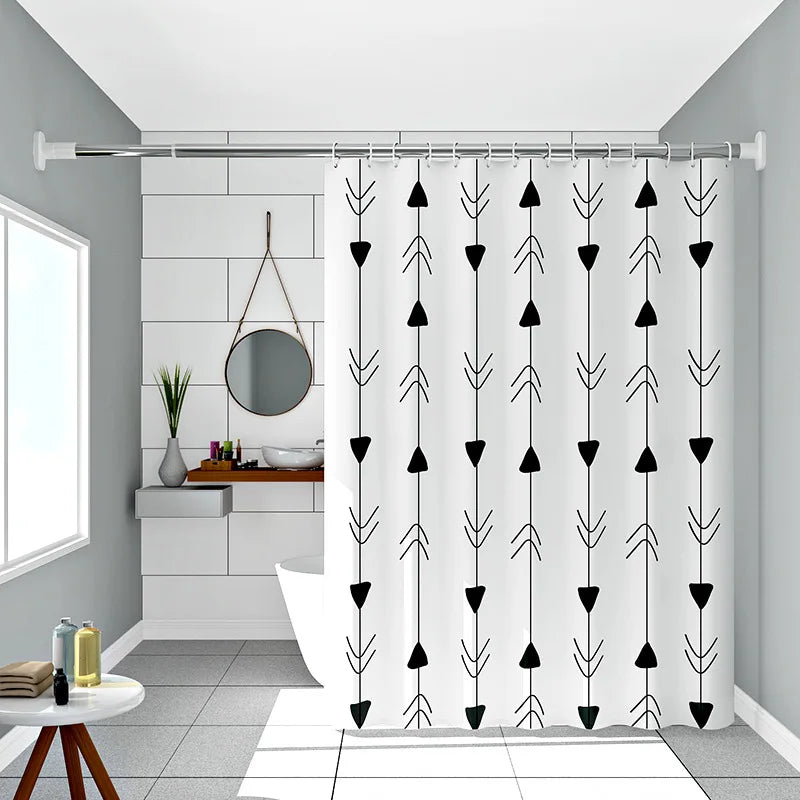 rideau douche blanc motif flèches tissu peva anti moisissures moderne ourlets standard
