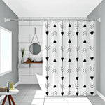 rideau douche blanc motif flèches tissu peva anti moisissures moderne ourlets standard