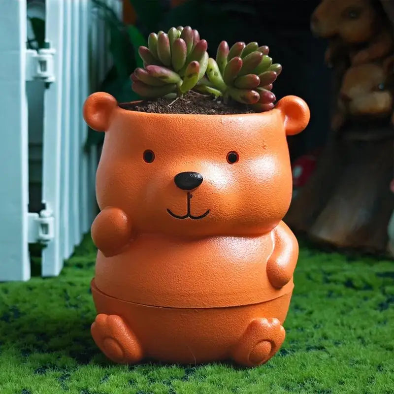 cache pot panda éléphant raton laveur blanc noir mignon cartoon succulente maison voyage