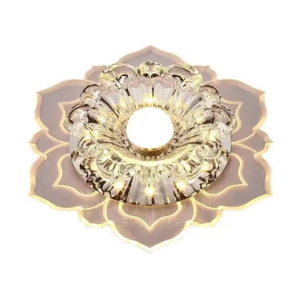 plafonnier led fleur crystal moderne élégant transparent blanc doré chambre salle manger
