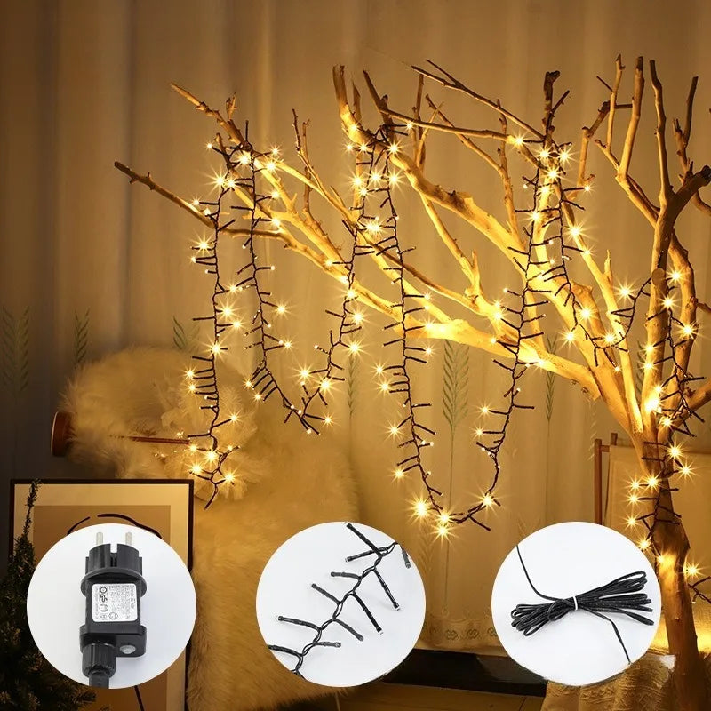 guirlande lumineuse led flexible décoration festive mariage fil noir lumière jaune 100 lumières