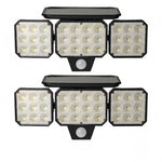 lampe solaire détecteur mouvement noir led ip65 murale moderne sécuritéextérieur jardin