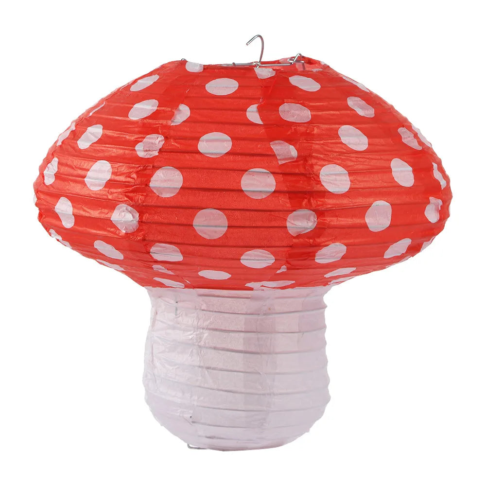 décorations suspendues 3d fête anniversaire forêt merveilles lanternes papier champignons rouge blanc plissé enfantin