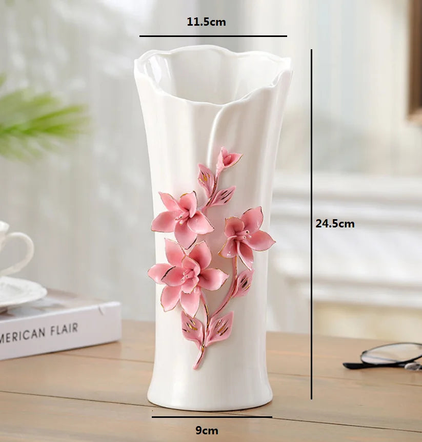 vase porcelaine céramique fleurs relief blanc classique moderne décoration table
