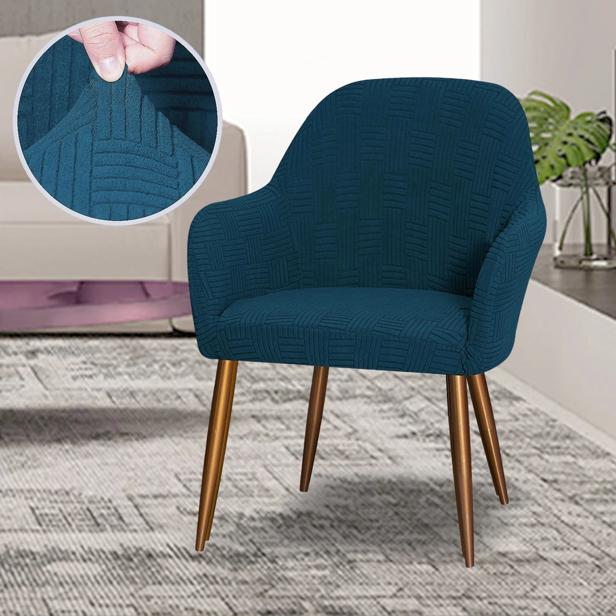 fauteuil moderne marron clair tissu élastique motifs géométriques simple accueil chaise banquet lavable