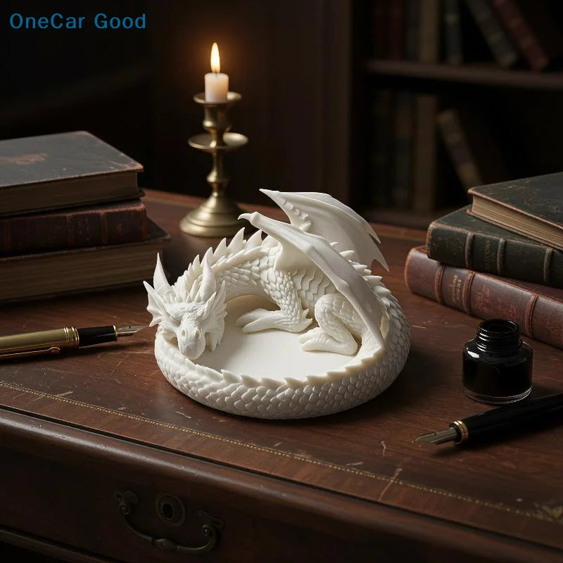 organisateur dragon blanc noir éclatées détails sculptés rangement bijoux fantaisie médiéval
