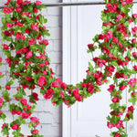 guirlande artificielle fleurs roses feuilles vertes décoration maison jardin mariage festive naturelle