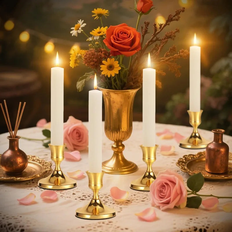 bougeoirs vintage or argent cuivre support bougie classique fer forgé romantique decoration intérieure table