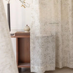 rideaux polyester imprimé floral beige clair semi transparent classique maison