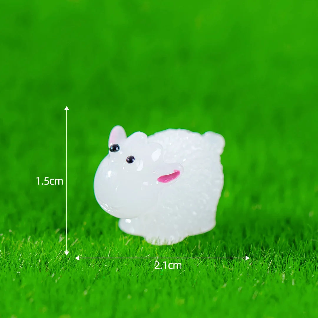 figurines moutons résine blanche rose noire laineuses brillantes décor jardin bricolage clochette pastorales mignonnes(cartoon)