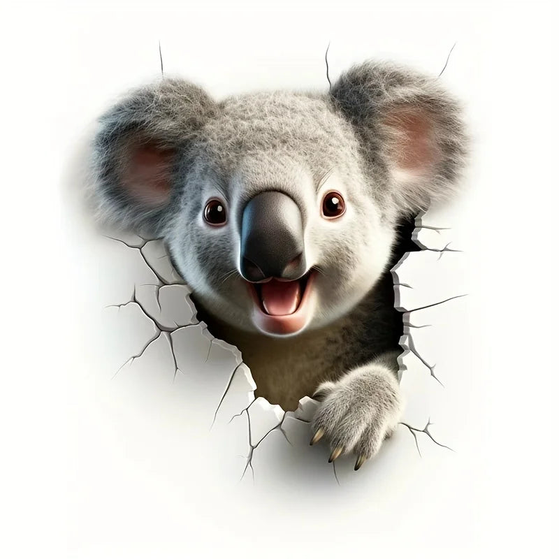 stickers animaux blancs oranges dessin animé chats canards koalas sourires décoration mur imperméable pvc