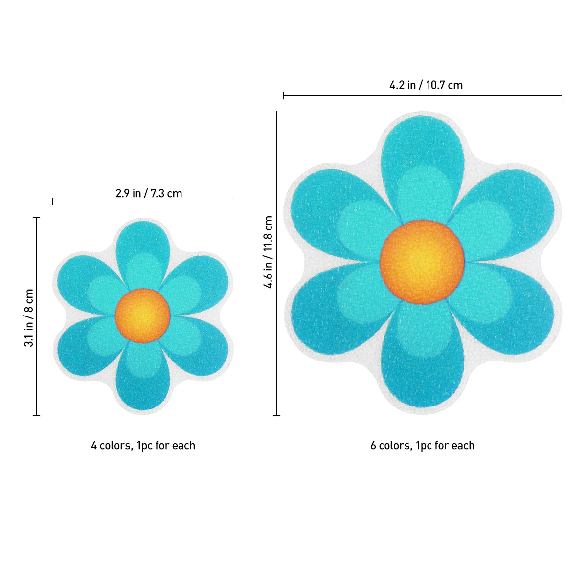 sticker anti dérapants fleurs modernes salle bain bleu vert orange rose violet éco responsable