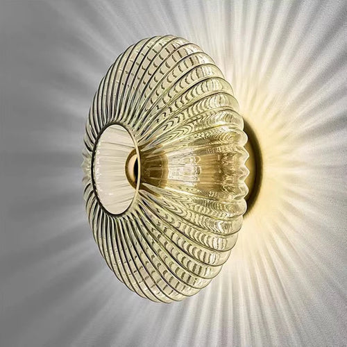 lampe moderne élégante rayures concentriques blanc doré chambre salon entrée