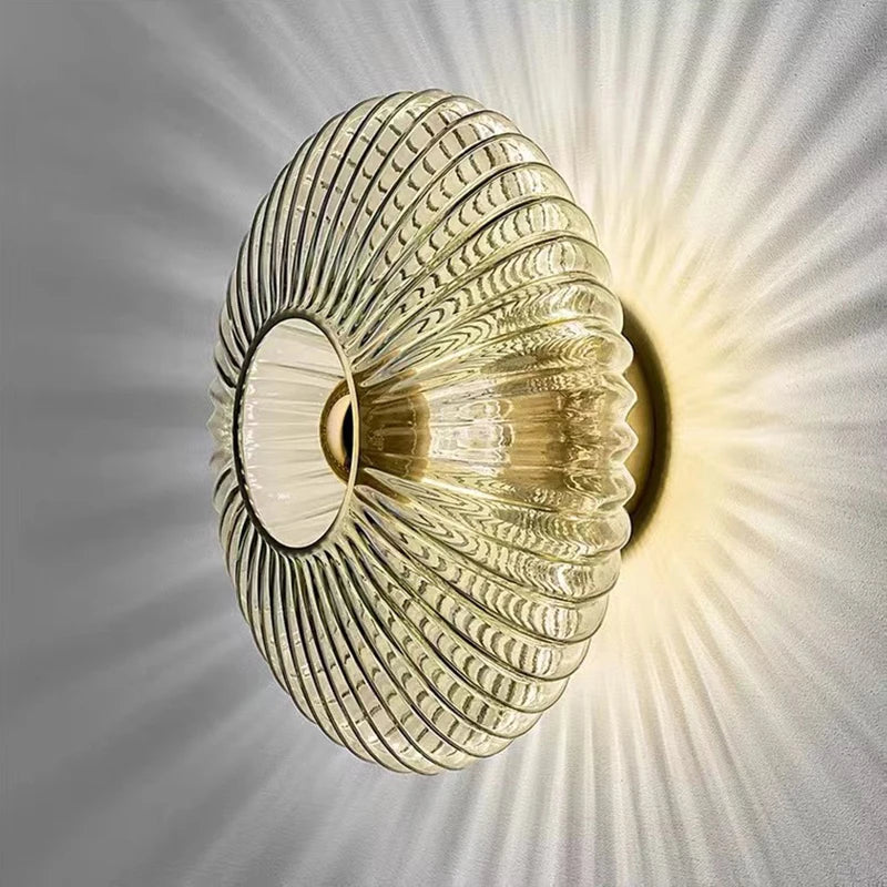lampe moderne élégante rayures concentriques blanc doré chambre salon entrée