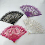 éventails lumineux dentelle roses brodées clips transparents classiques filles femmes