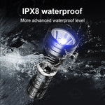 lampe torche plongée rechargeable ipx8 led 35w noir résistante autodéfense modulable intense