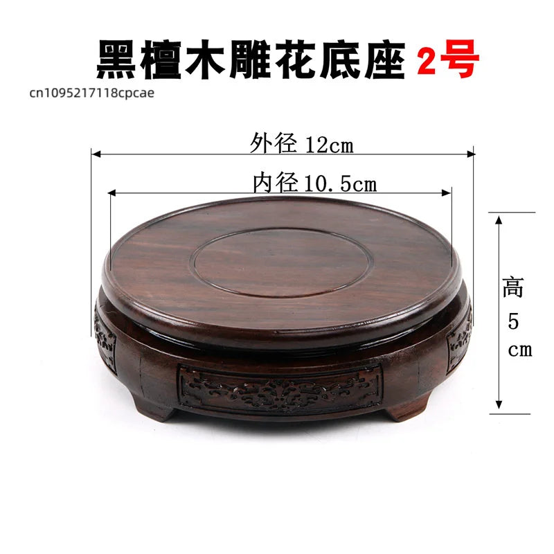 socle bois noir sculpté support présentation traditionnel vase décoration intérieure