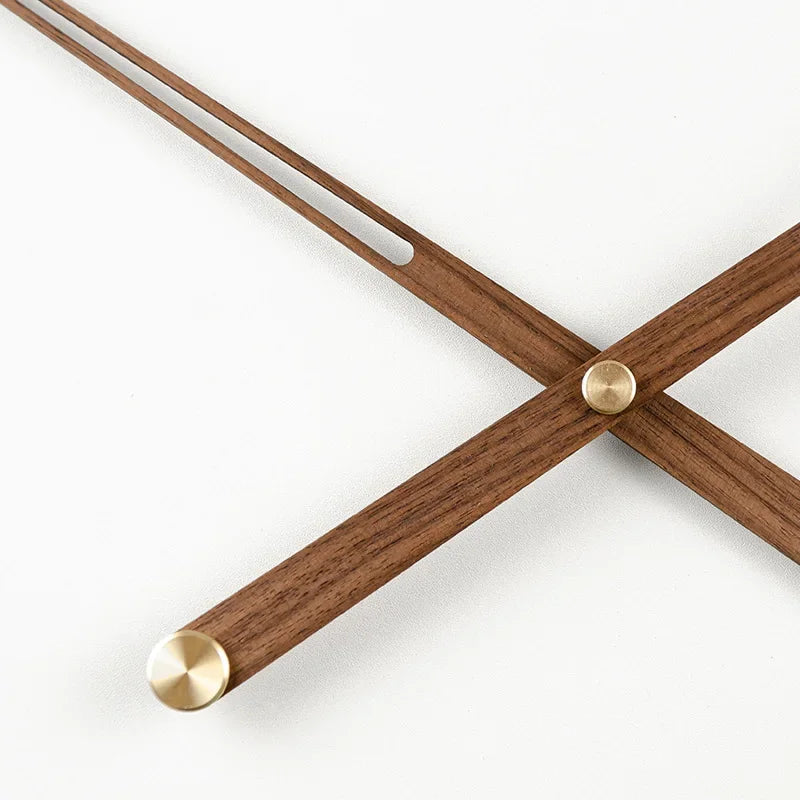 horloge murale aiguille bois naturel moderne minimaliste marron doré quartz salon