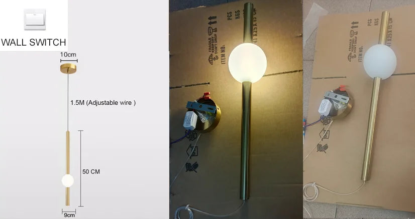 lampe suspendue moderne blanche dorée minimaliste salon chambre éclairage deux sources lumineuses