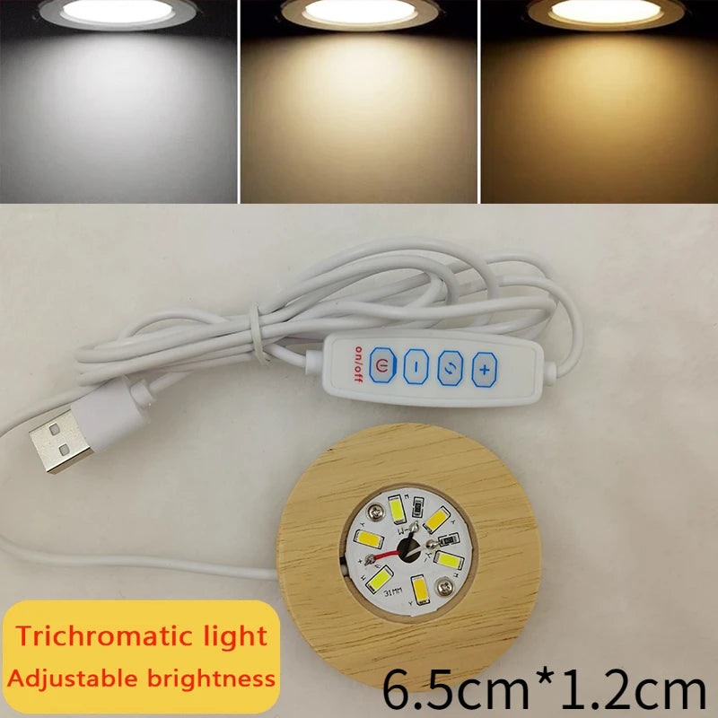 lampe led moderne transparente motifs floraux bois naturel câble usb bouton tactile minimaliste