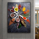 décoration murale art culinaire herbes épices condiments toile impression sans cadre vertical